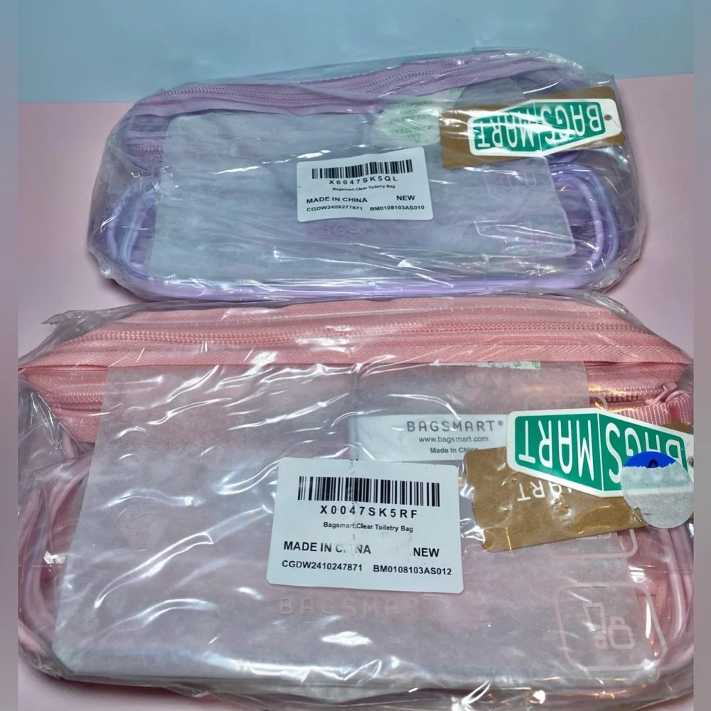 BAGSMART Clear Toiletry Bags - TSA Approved Travel Makeup‎ Cosmetic Pouches, 2